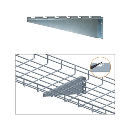 QUEST MFG Cable Tray Wall Bracket, 4", Zinc CT0026-04-03